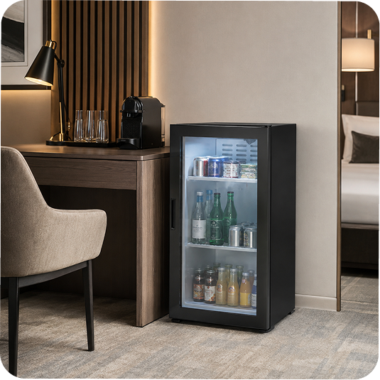 Cam Kapılı Otel Minibarı – Kompresörlü - 80 Lt