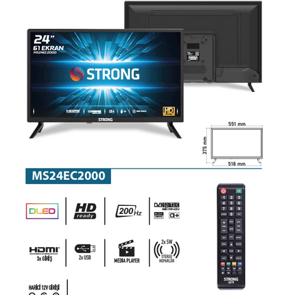 Otel Televizyonu  MS24EC2000 24’’ 61cm Ekran HD Ready Led TV 24" Uydu Alıcılı
