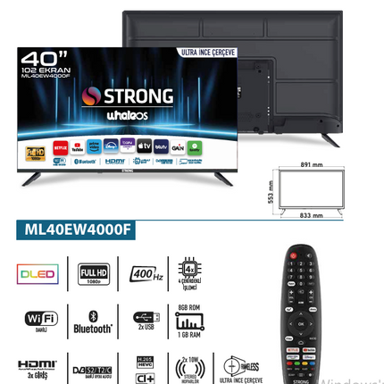 Otel Televizyonu ML40EW4000F 40’’ 102cm FRAMELESS Full HD Whale TV LED 40" Android WhaleOS