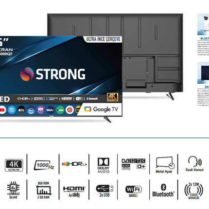 Otel Televizyonu MT65EG8000QF 65’’ 165cm Ekran FRAMELESS QLED 4K Ultra HD Google TV 65" Google TV QLED