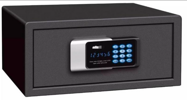 VIP Tipi 1. Sınıf LCD Ekranlı Elektronik Şifreli Otel Oda Kasası – Acil Açma Anahtarlı 20x43x35 cm