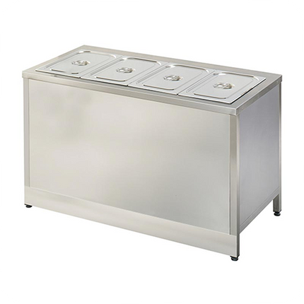 Elektrikli Sıcak Servis Ünitesi | 150x70x85 cm | Benmari Tip | Paslanmaz Çelik