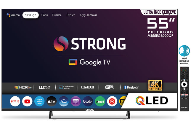 Otel Televizyonu MT55EG8000QF 55’’ 140cm Ekran FRAMELESS QLED 4K Ultra HD Google TV 55" Google TV QLED