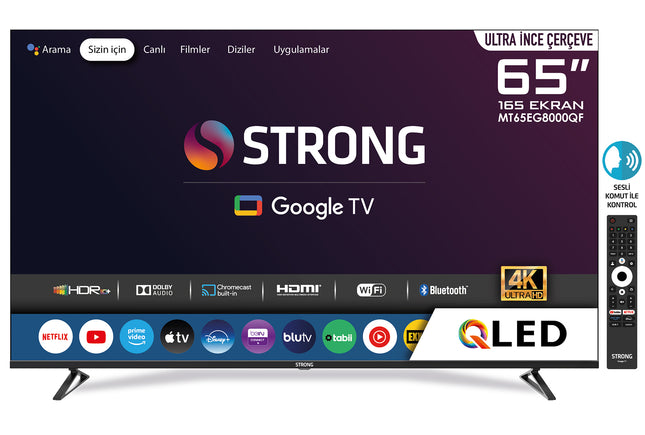 Otel Televizyonu MT65EG8000QF 65’’ 165cm Ekran FRAMELESS QLED 4K Ultra HD Google TV 65" Google TV QLED