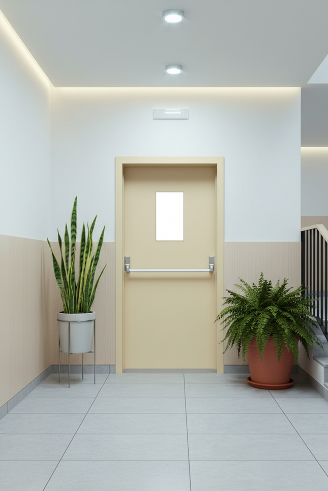 Krem Panik Barlı Yangın Kapısı