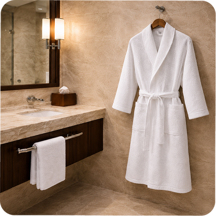 Pike Otel Bornozu  %100 Pamuk Otel Bornozu  Beyaz