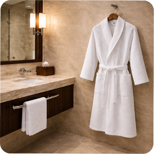 Pike Otel Bornozu  %100 Pamuk Otel Bornozu  Beyaz