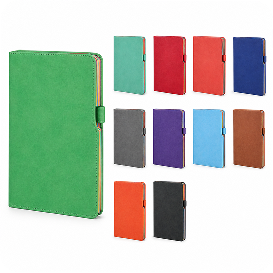 Renkli Kenar Boyalı Termo Deri Promosyon Defter – 14,5x21 cm