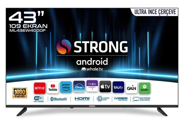 Otel Televizyonu ML43EW4000F 43’’ 109cm Ekran FRAMELESS Full HD Whale TV LED 43" Android WhaleOS