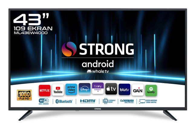 Otel Televizyonu  ML43EW4000 43’’ 109cm Ekran Full HD Uydu Alıcılı Whale TV LED 43" Android WhaleOS