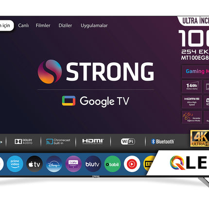Otel Televizyonu MT100EG8000QF 100’’ 254cm Ekran FRAMELESS QLED 4K Ultra HD Google TV 100" Google TV QLED