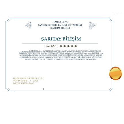YANGIN EĞİTİMİ 2. PAKET – KURUMSAL & GELİŞMİŞ SEVİYE (30 Kişilik)