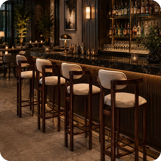 Tokyo Kollu Ahşap Bar Sandalyesi