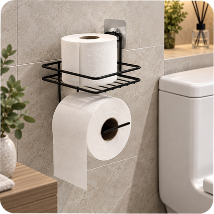 Yedekli Kare Tuvalet Kağıtlığı – Yapışkanlı – Siyah